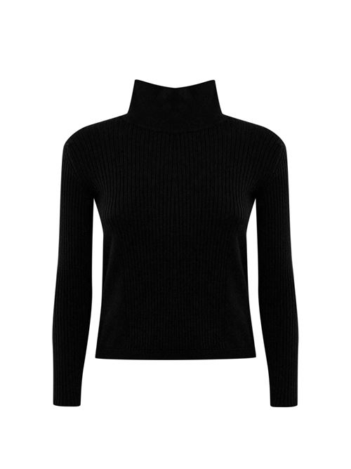 Maglia crop a costine in viscosa nero Liviana Conti | F4WF08Y69-0